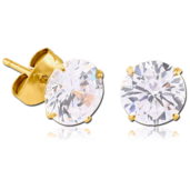 Pozlacené náušnice s crystalem - 5 mm